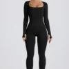 Super Sculpt sømløs jumpsuit i full lengde i svart