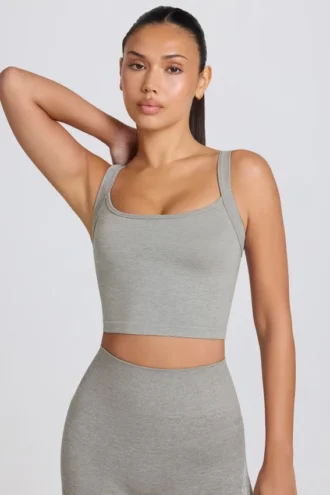 Super Sculpt sømløs lang camisole-top i grå melert