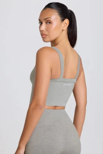 Super Sculpt sømløs lang camisole-top i grå melert