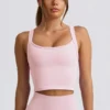 Super Sculpt sømløs lang camisole-top i pudderrosa