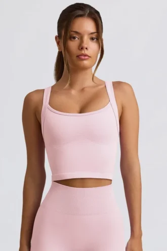Super Sculpt sømløs lang camisole-top i pudderrosa