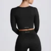 Super Sculpt sømløs langermet crop-top i svart