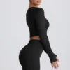 Super Sculpt sømløs langermet crop-top i svart