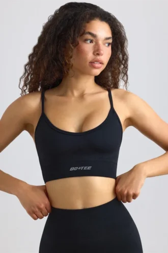 Super Sculpt sømløs sports-BH med rund hals i svart