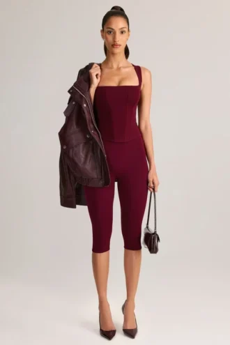Suri Modal Capri-leggings med middels høy midje i vinrød