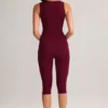 Suri Modal Capri-leggings med middels høy midje i vinrød