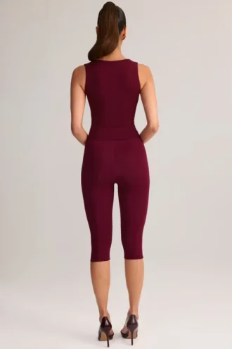 Suri Modal Capri-leggings med middels høy midje i vinrød