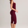 Suri Modal Capri-leggings med middels høy midje i vinrød