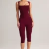 Suri Modal Capri-leggings med middels høy midje i vinrød