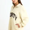 Sweatshirt med kvart glidelås i fargen Bone