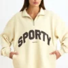 Sweatshirt med kvart glidelås i fargen Bone