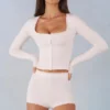 Tahlia strikket langermet cardigan i elfenben