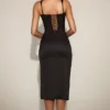 Taliah Lace Soft-Scoop Corset Satin Midaxi-kjole i svart