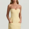 Talina Sweetheart-Neck Strapless Structured Minikjole i pastellgult
