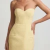 Talina Sweetheart-Neck Strapless Structured Minikjole i pastellgult