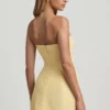 Talina Sweetheart-Neck Strapless Structured Minikjole i pastellgult