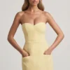 Talina Sweetheart-Neck Strapless Structured Minikjole i pastellgult