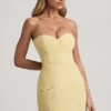 Talina Sweetheart-Neck Strapless Structured Minikjole i pastellgult