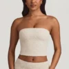 Tamia Ruched Strapless Lace Top i Ivory