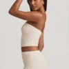Tamia Ruched Strapless Lace Top i Ivory