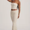Tamia Ruched Strapless Lace Top i Ivory