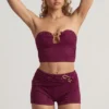 Tarni bandeau-crop-top med metallbeslag i bærlilla