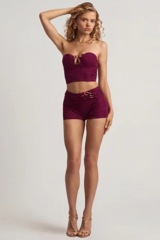 Teagan shorts med middels høy midje i bærlilla