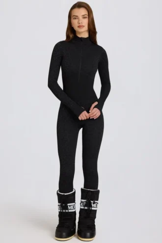 Termisk undertøy-Jumpsuit i svart leopardmønster
