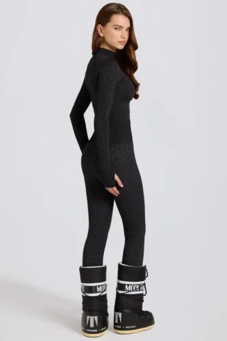 Termiske leggings i svart leopardmønster