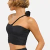 Tesia Slinky Jersey asymmetrisk topp med rosedetaljer i svart