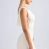 Tigen Off-Shoulder Cowl-Back A-Line minikjole i elfenben