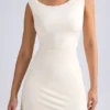 Tigen Off-Shoulder Cowl-Back A-Line minikjole i elfenben