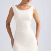 Tigen Off-Shoulder Cowl-Back A-Line minikjole i elfenben