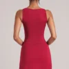 Tula mid-rise bodycon ultra miniskjørt med splitt i kirsebærrød