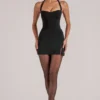 Tula mid-rise bodycon ultra-miniskjørt med splitt i svart