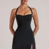 Tula mid-rise bodycon ultra-miniskjørt med splitt i svart