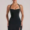 Tula mid-rise bodycon ultra-miniskjørt med splitt i svart