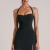 Tula mid-rise bodycon ultra-miniskjørt med splitt i svart