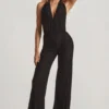 Tulay Devoré halterneck-utskjæringsjumpsuit med åpen rygg i svart