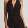Tulay Devoré halterneck-utskjæringsjumpsuit med åpen rygg i svart