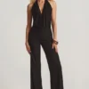 Tulay Devoré halterneck-utskjæringsjumpsuit med åpen rygg i svart