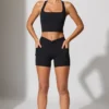 Twist Waist Mini Shorts med lommer i svart