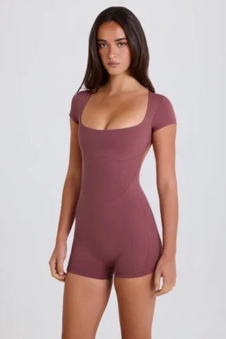Unitard med åpen rygg i Acai