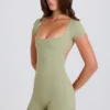 Unitard med åpen rygg i Matcha