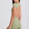 Unitard med åpen rygg i Matcha