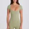Unitard med åpen rygg i Matcha