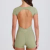 Unitard med åpen rygg i Matcha