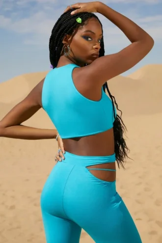 Valerie Petite Cut Out Flare-bukse i aqua