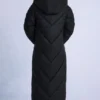 Vanntett lang parkas med hette i svart