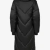 Vanntett lang parkas med hette i svart